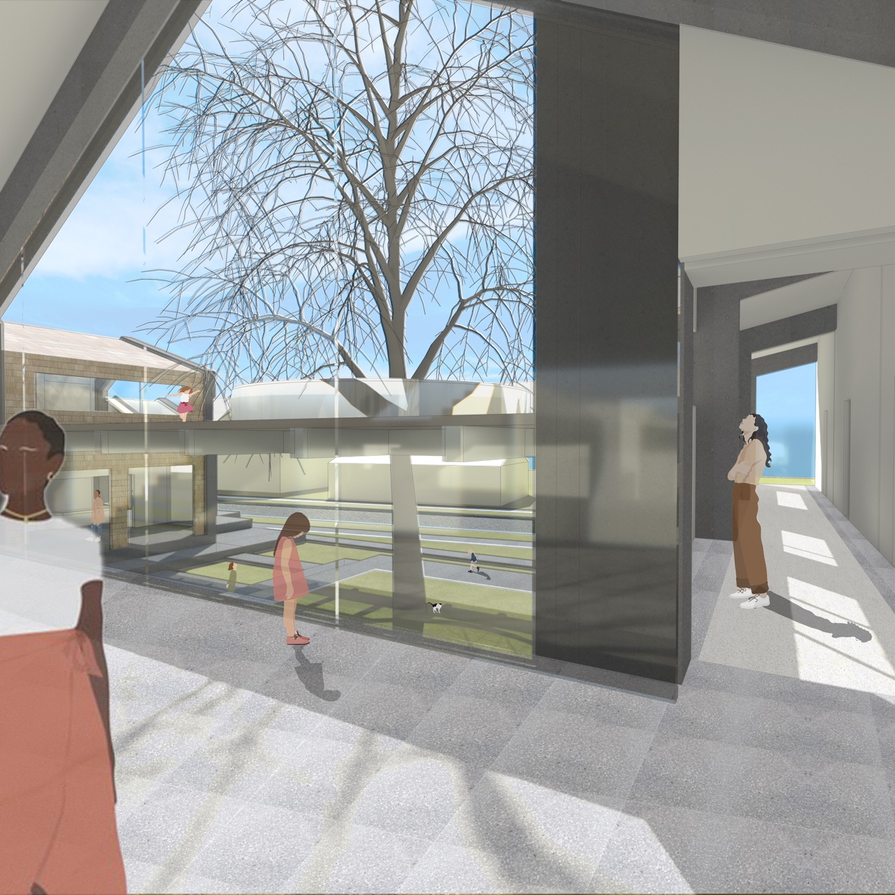 Southside Community Arts Center secondary hallway render