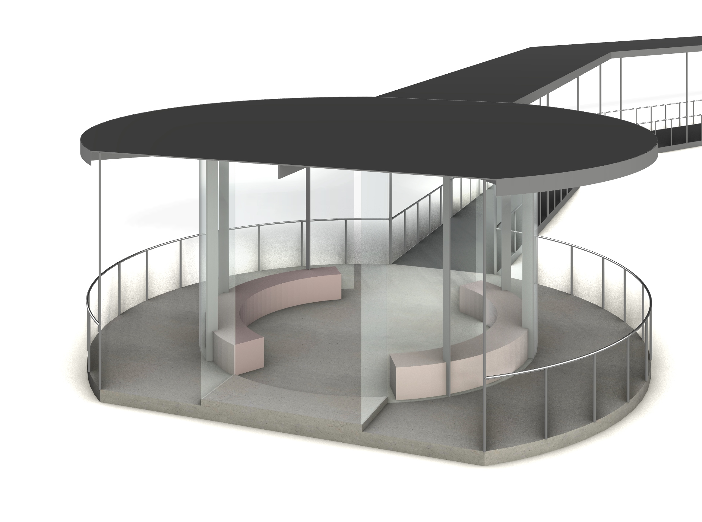 Mix-use central pavilion view